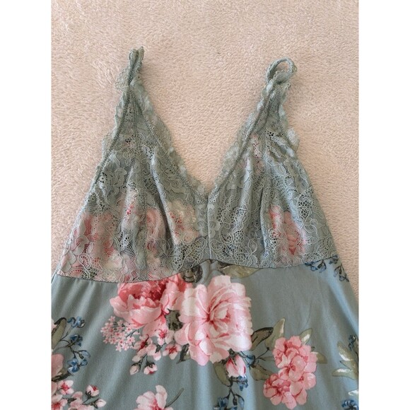 Flora Nikrooz Nightgown Cotton Lace BlueFloral Camisole Size Medium - Picture 3 of 7